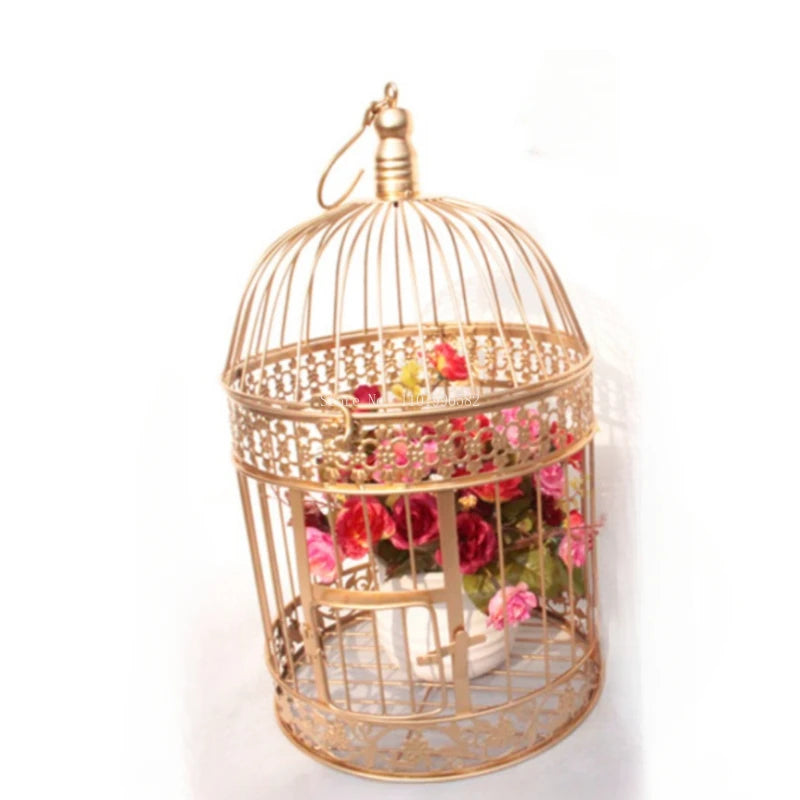 European-style Iron Art Bird Cage Wedding Decoration Flower Cage Home Living Room Decoration Prop Hanging Flower Frame Bird Cage