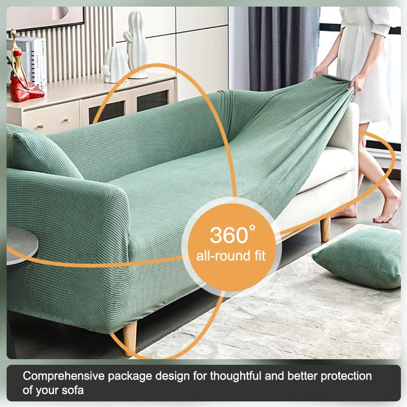 Jacquard Sofa Cover Couch Cover Sofa Cover Elastic Soft Versatile Furniture Protection Cover Pet Proof Living Room Household Use