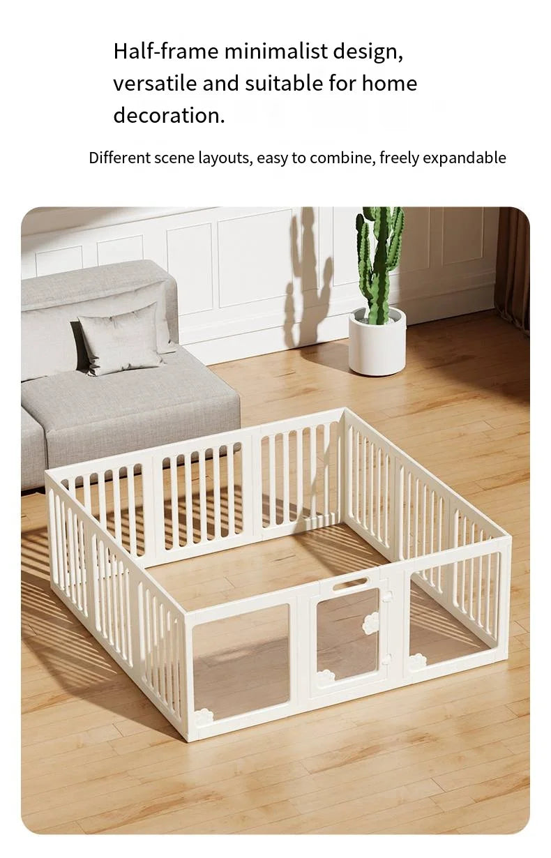 Dog enclosure Indoor panoramic transparent stitched isolation fence Visible pet cage Small dog safety cage Teddy Pomeranian
