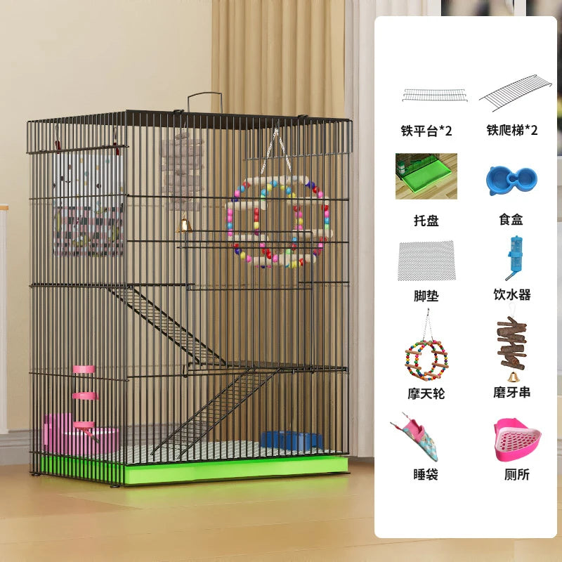 ‌3-Tier Extra Large Small Pet Cage - Sugar Glider Ferret-Proof Habitat, Multi-Level Rat Mansion Villa, Chew-Proof Removable Tray