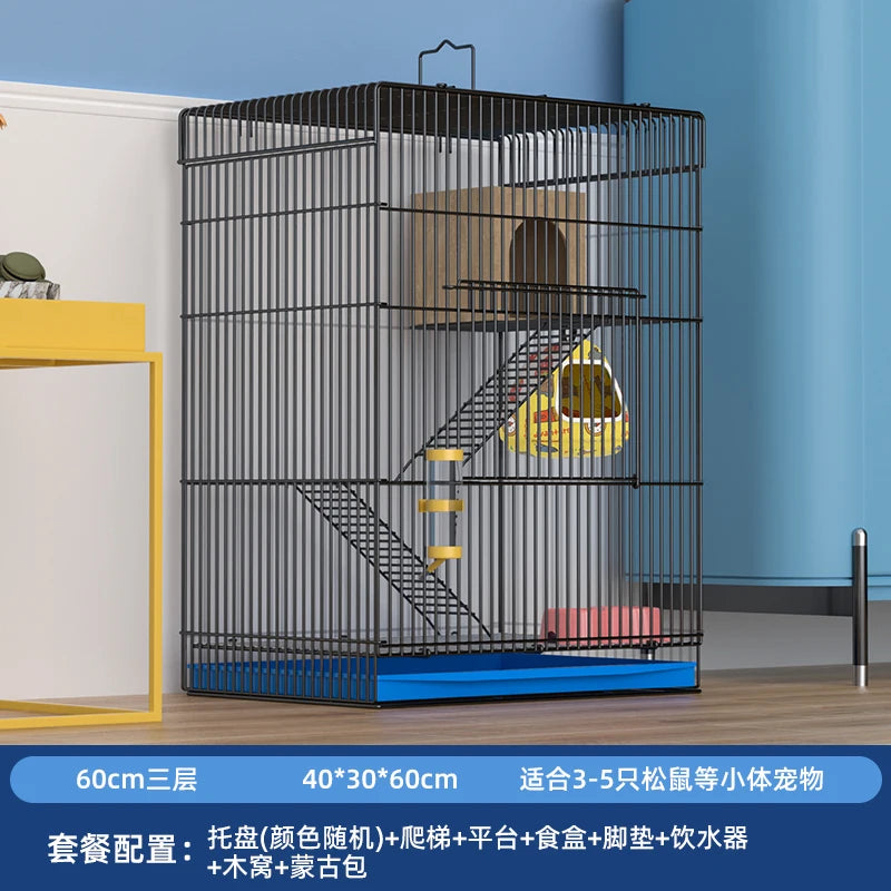 ‌Jumbo Hedgehog Sugar Glider Cage - Reinforced Escape-Proof Habitat, Chew-Resistant Large Base for Rats Hamsters