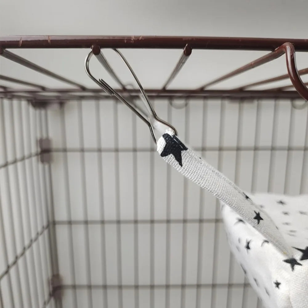 2025 Hanging Ferret Hammock Cage Printed with Hooks Hamster Hammock Ferret Warm Bed For Guinea Pig Hideout Mouse