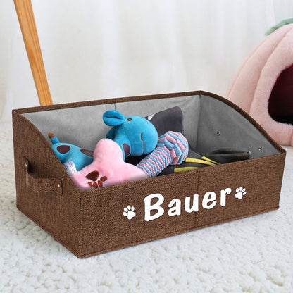 Custom Dog Toy Storage Box Foldable Cat Dogs Storage Basket Free Print Name Paw Pet Organizer Baskets For Dogs Cats Pet Supplies