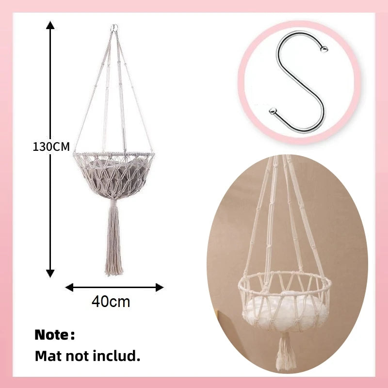 Pet Cat Hammock Swing Bed Bohemian Handwoven Tapestry Cotton Macrame For Home Bedroom Decoration Wall Hanging Without Mat