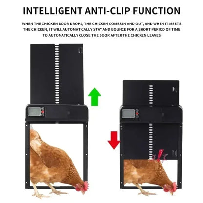 Automatic Chicken Coop Door Induction Electric Metal Intelligent Timing Automatic Opening&Closing Coop Door Farm Management Tool