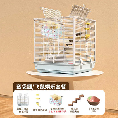 Small Pet Cage Insulated Habitat for Sugar Glider Degu Mouse Rat Chinchilla Ferret with Dense Metal Wire