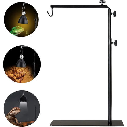 Reptile Lamp Stand Adjustable Floor Light Holder Stand Land Bracket Metal Lamp Stand Support for Glass Terrarium Heating Light