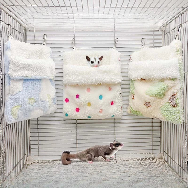 Plush Hammock Pet Swing Bag Warm Rat Sleeping Bag Cloud Pattern Sugar Gliders Sleeping Pouch Soft Comfortable Hamster  Cages