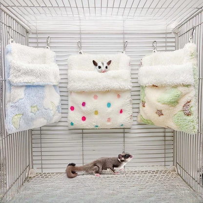 Plush Hammock Pet Swing Bag Warm Rat Sleeping Bag Cloud Pattern Sugar Gliders Sleeping Pouch Soft Comfortable Hamster  Cages