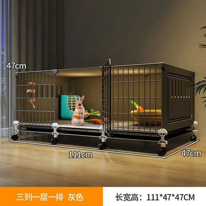 JC Rabbit Cage Household Extra Large Double Layer Indoor Automatic Manure Cleaning Dutch Pig Cage Two-Story Platform Villa