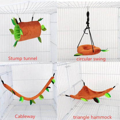 Hamster Hammock Small Animal Hanging Warm Bed Tunnel and Swing Jungle Set Cage Accessories for Sugar Glider Squirrel Hamster