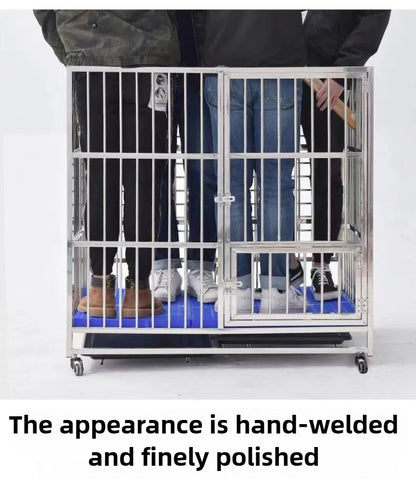 Large Dog Cage Outdoor Stainless Steel Folding Fence with Strong Load-bearing Capacity Bottom Extraction Tray for Dog Supplies