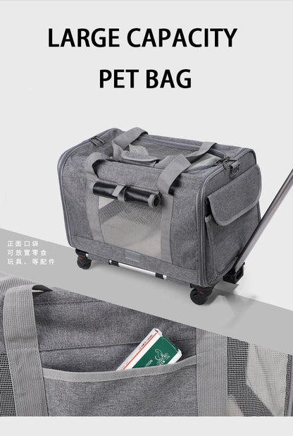 Pet Carrier with Wheels for Dogs Up To 15lbs & Cat  Airline Approved Dog Carrier Rolling Pet Carrier Foldable Pet Stroller
