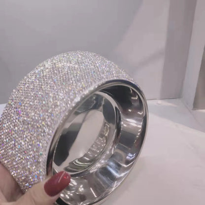 Stainless Steel Dog Bowl Pet Bowls Food Water Feeder Sparkling Rhinestone Pet Supplies Removable Pet Food Bowl