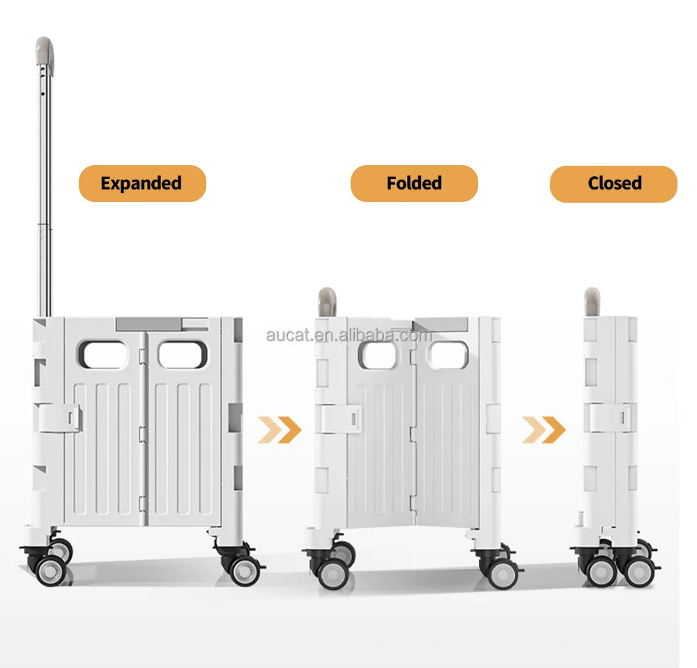 Plastic Foldable Pet Stroller Garden Camping Hand Trolley Carts Utility 4 Wheels Market Storage Mobile Alloy Rod Shopping Cart