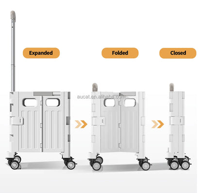 Plastic Foldable Pet Stroller Garden Camping Hand Trolley Carts Utility 4 Wheels Market Storage Mobile Alloy Rod Shopping Cart
