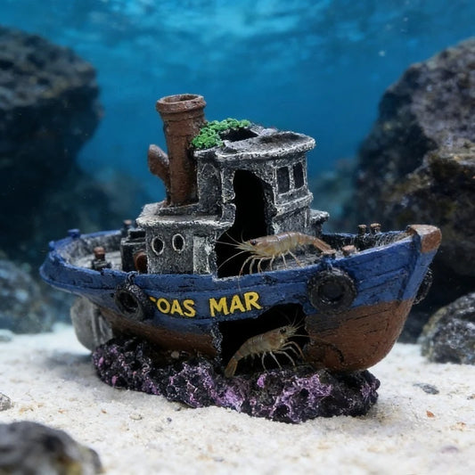 Pirate Ship Aquarium Ornament Resin Sunken Shipwreck Fish Tank Hideout Cave Betta Habitat Underwater Landscape Decoration