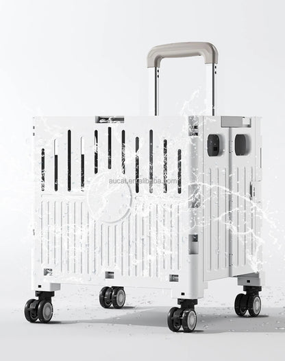 Plastic Foldable Pet Stroller Garden Camping Hand Trolley Carts Utility 4 Wheels Market Storage Mobile Alloy Rod Shopping Cart