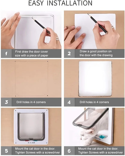 1 set, four-way safety lock flip door | weatherproof PVC pet door, suitable for cats and dogs, cat doors, dog doors