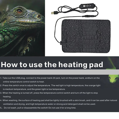 Pet Heating Pad Reptile Pet Warm Heater USB Electric Blanket Warm Adjustable Temperature Controller Incubator Mat Heated Pad