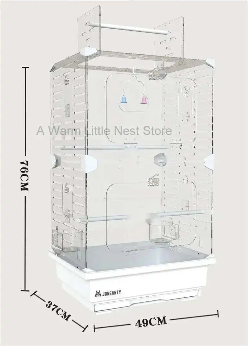 Large Acrylic Splash-proof Breathable Birdcage Fully Transparent Ornamental Bird Cage Parrot Cage Budgie Cockatiel Luxury Villa