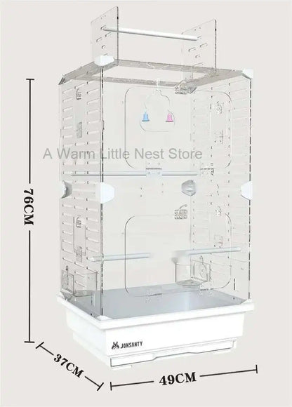 Large Acrylic Splash-proof Breathable Birdcage Fully Transparent Ornamental Bird Cage Parrot Cage Budgie Cockatiel Luxury Villa