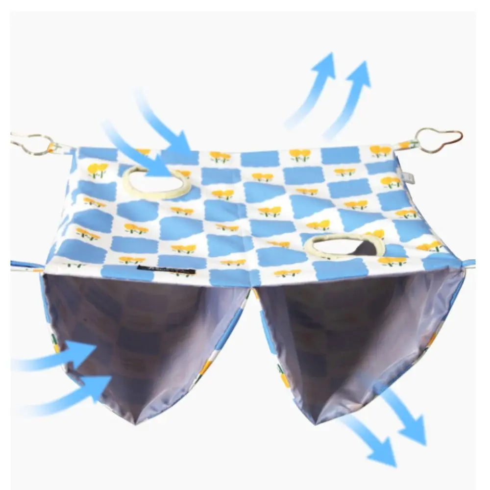Cartoon Pattern Hanging Ferret Hammock Waterproof Breathable Hamster Nest Multi-Sided Opening Double Layer Hammock For Pet Cage