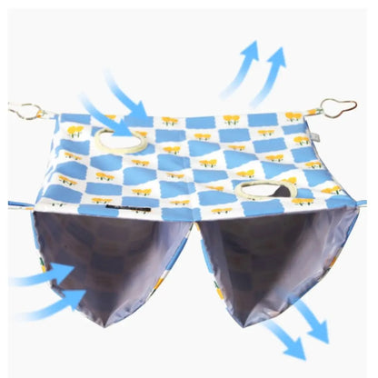 Cartoon Pattern Hanging Ferret Hammock Waterproof Breathable Hamster Nest Multi-Sided Opening Double Layer Hammock For Pet Cage