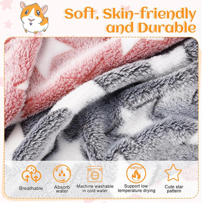 2 Pack Warm Coral Fleece Pet Blankets, Washable Cage Liners for Small Animals, 24x16 Inches