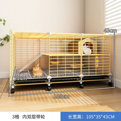 Large Two-Story Rabbit Cage Metal Wire Pet Hutch with Removable Tray Home Bunny House for Indoor Spacious Habitat for Rabbit