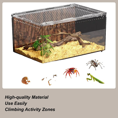 Spider Enclosure Transparent Reptile Enclosure Snake Terrarium for Gecko Snake Frog Chameleon Bearded Dragon Tortoise