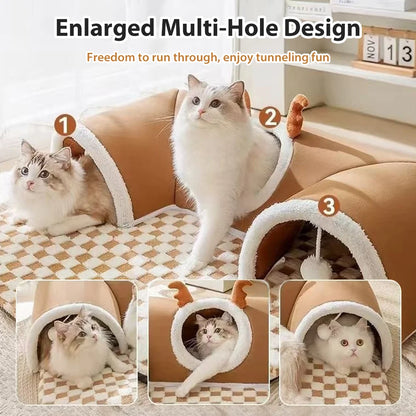 Cat Bed Tunnel Cat Play Tunnel Warm Shelter Tent House Toys for Dog Pet Animal Indoor Outdoor Wall-Corner Games Outside