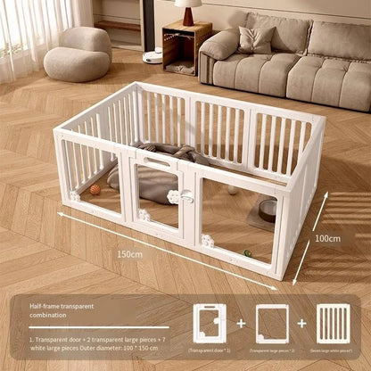 Dog enclosure Indoor panoramic transparent stitched isolation fence Visible pet cage Small dog safety cage Teddy Pomeranian