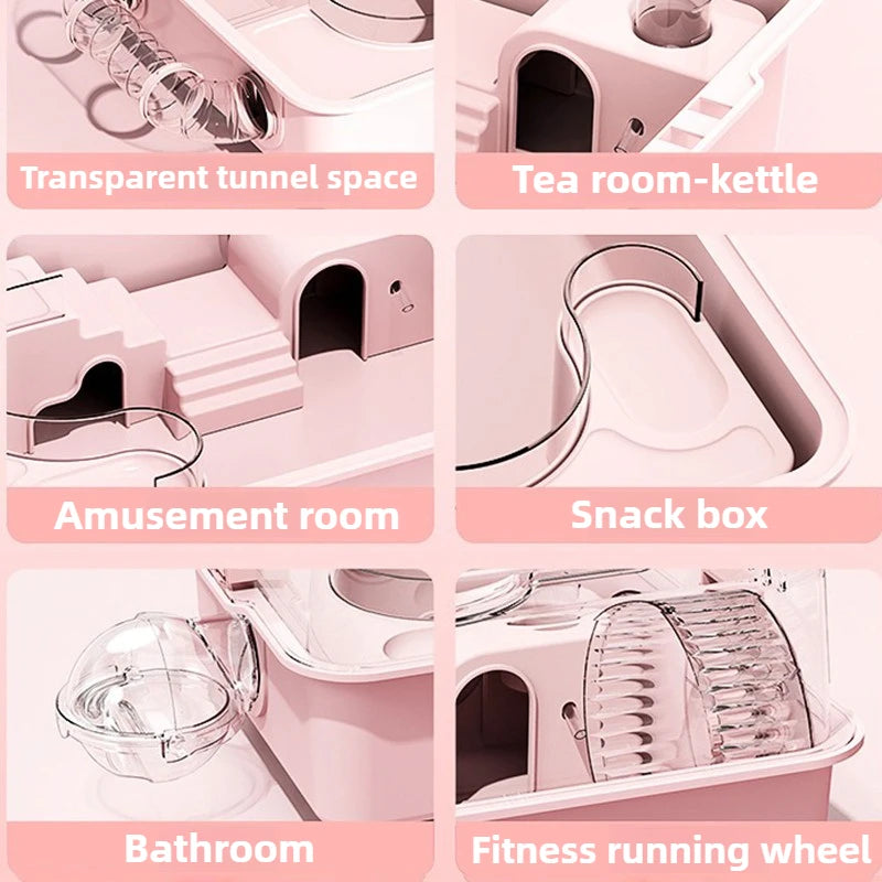 1/2/3 Floors Hamster Cage Tunnel Indoors Acrylic Transparent Hamster Cage Villa Golden Bear Nest Large Small Animals Cages