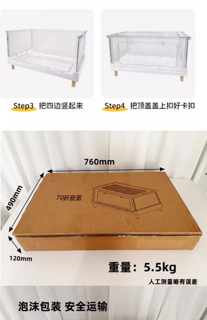 ‌Hamster Cage - Extra Large Acrylic Habitat for Syrian Hamsters, Foldable Transparent Cage with 3 Levels, Spacious Pet Home
