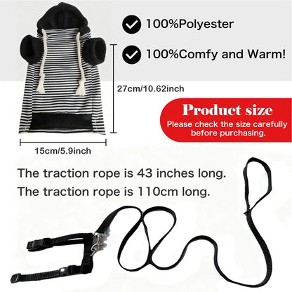 Ferret Clothes With Harness Comfortable Soft Hamster Outfits Small Pets Hoodie Costume For Bunny Squirrels Chinchilla Chihuahua