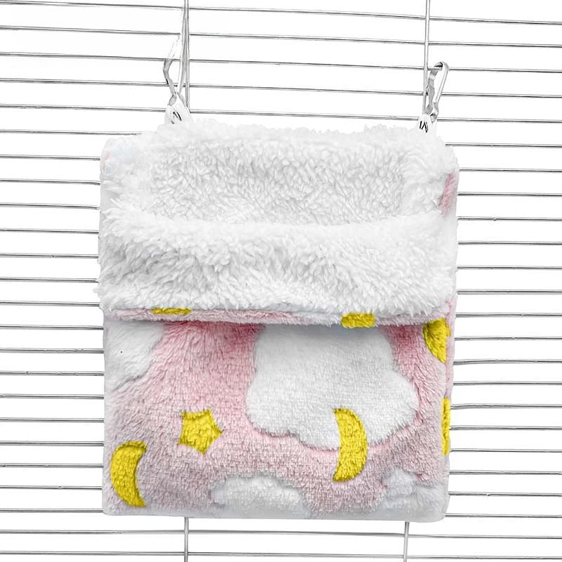 Plush Hammock Pet Swing Bag Warm Rat Sleeping Bag Cloud Pattern Sugar Gliders Sleeping Pouch Soft Comfortable Hamster  Cages