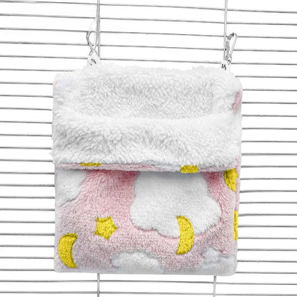 Plush Hammock Pet Swing Bag Warm Rat Sleeping Bag Cloud Pattern Sugar Gliders Sleeping Pouch Soft Comfortable Hamster  Cages