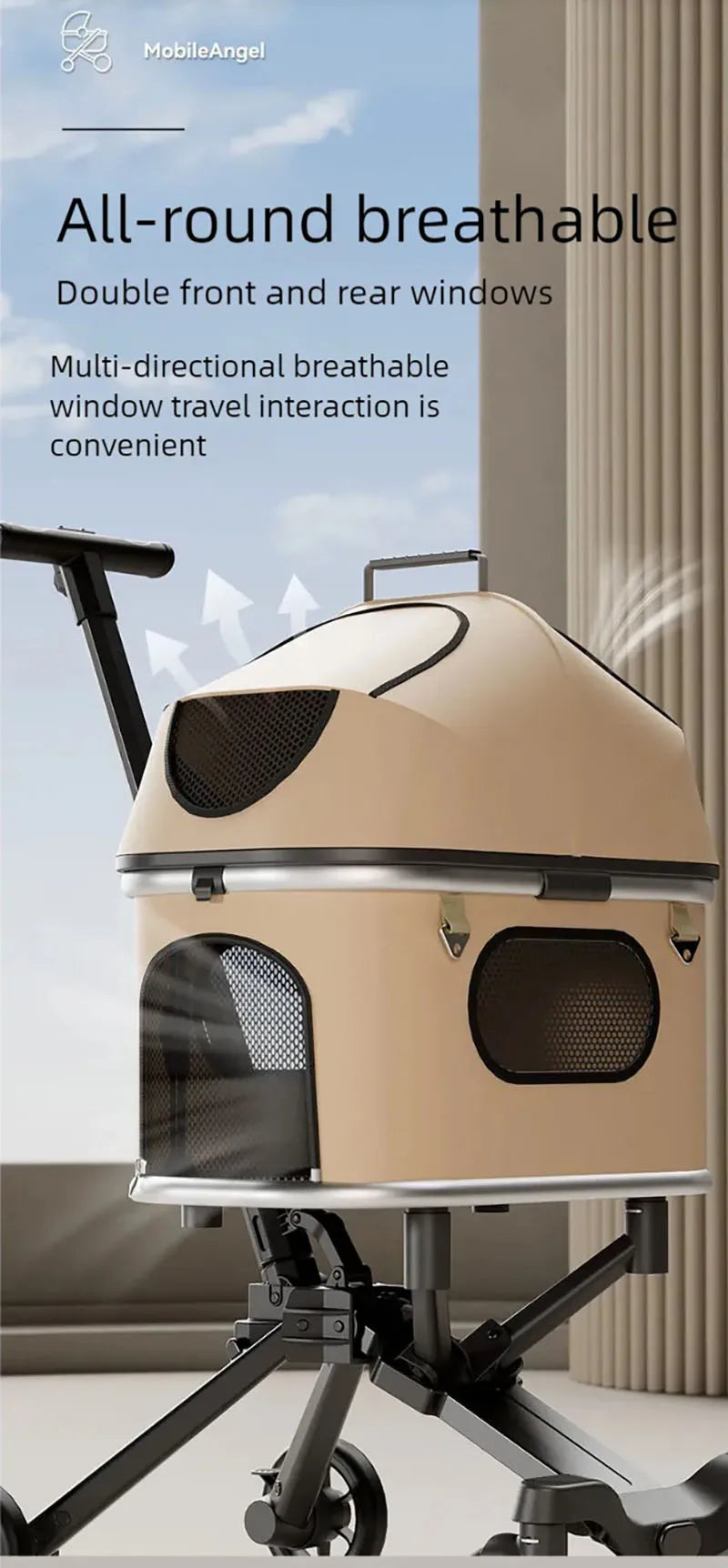 New pet stroller for outdoor use, lightweight and foldable, suitable for medium-sized and small dog and cat households. Outdoor