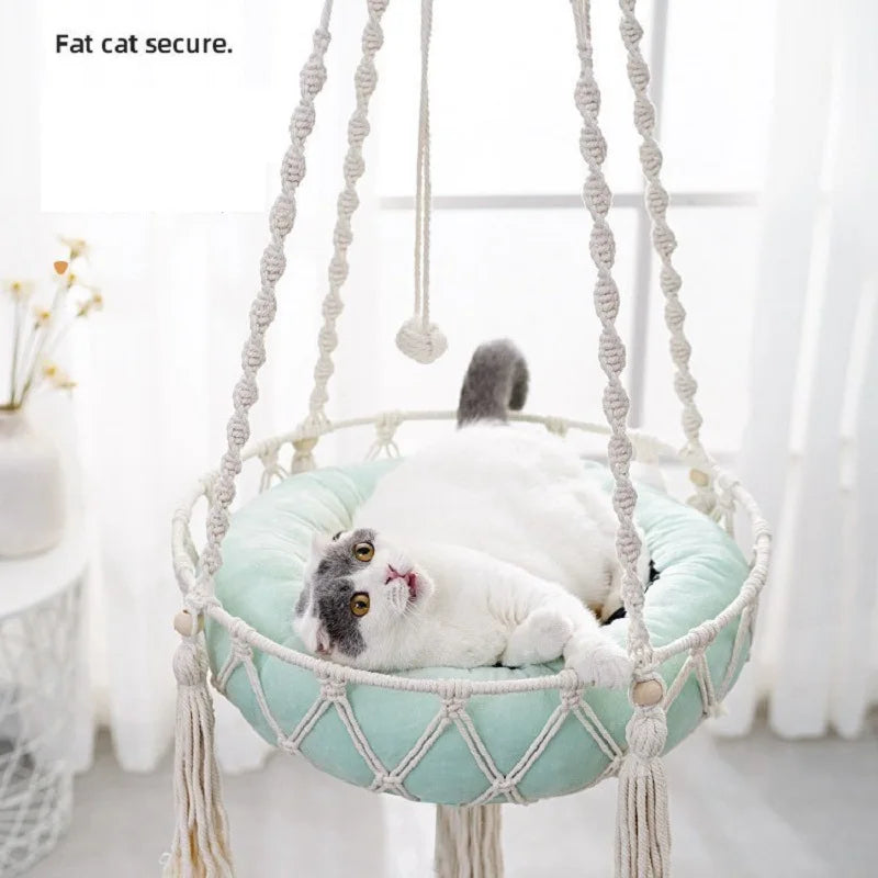 Pet Cat Hammock Swing Bed Bohemian Handwoven Tapestry Cotton Macrame For Home Bedroom Decoration Wall Hanging Without Mat