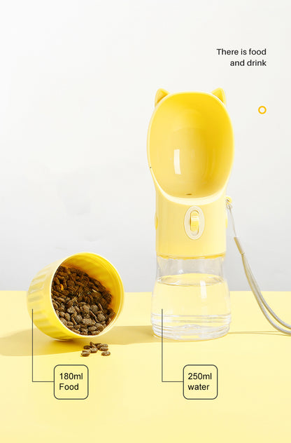 Portable Dog Water Bottle With Food Cup For Small Large Dog Cats Outdoor Walking Drinking Feed Dispense French Bulldog Supplies