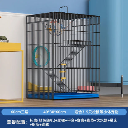 ‌Jumbo Hedgehog Sugar Glider Cage - Reinforced Escape-Proof Habitat, Chew-Resistant Large Base for Rats Hamsters