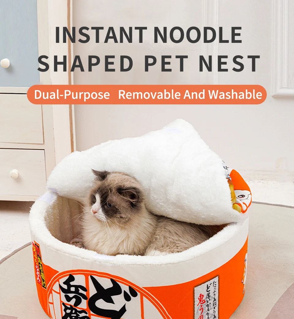 Pets Dog Cat House Kennel Super Large Instant Noodle Warm Dog Cat Nest Beds Cushion Udon Cup Noodle Pet Bed Cozy Nest