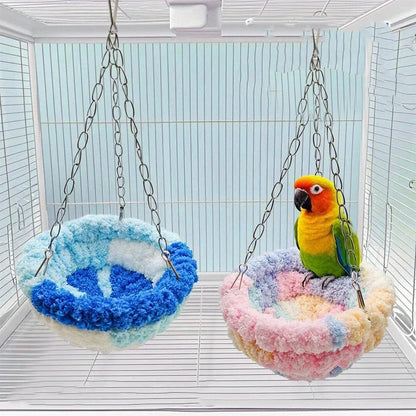 Swings for birds and plush hanging nests - hanging cage bird beds with soft linings, suitable for birdhouse decoration