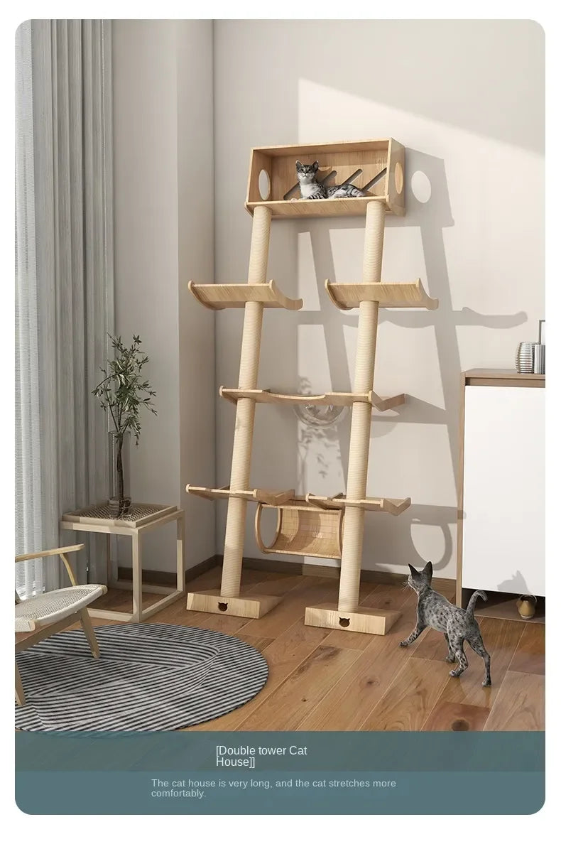 Luxury Large Cat Trees & Towers Wood Scratching Post for Cat Toys Gym Hiding House Sleeping Pad Cooling Pad Pets Stuff Products