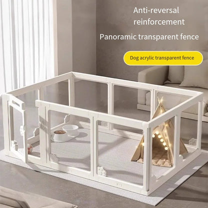 Dog enclosure Indoor panoramic transparent stitched isolation fence Visible pet cage Small dog safety cage Teddy Pomeranian
