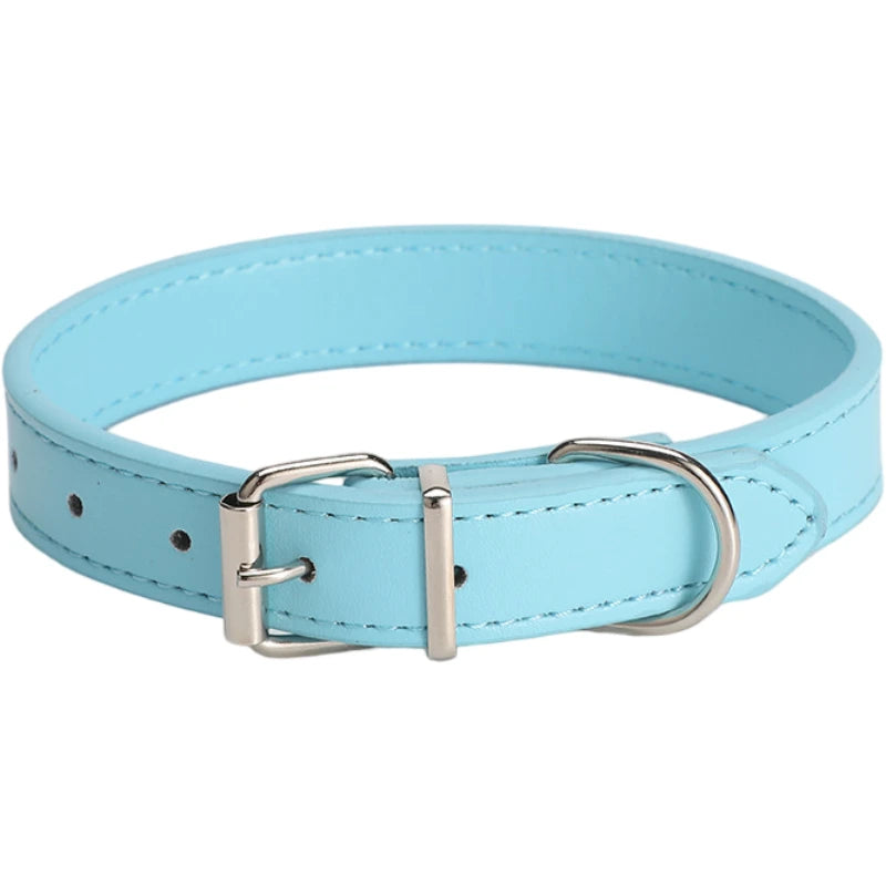 Leather Dog Cat Collar Soft Solid PU Collar For Small Medium Big Dogs Adjustable Puppy Neck Strap Colorful Cute Kitten Necklace
