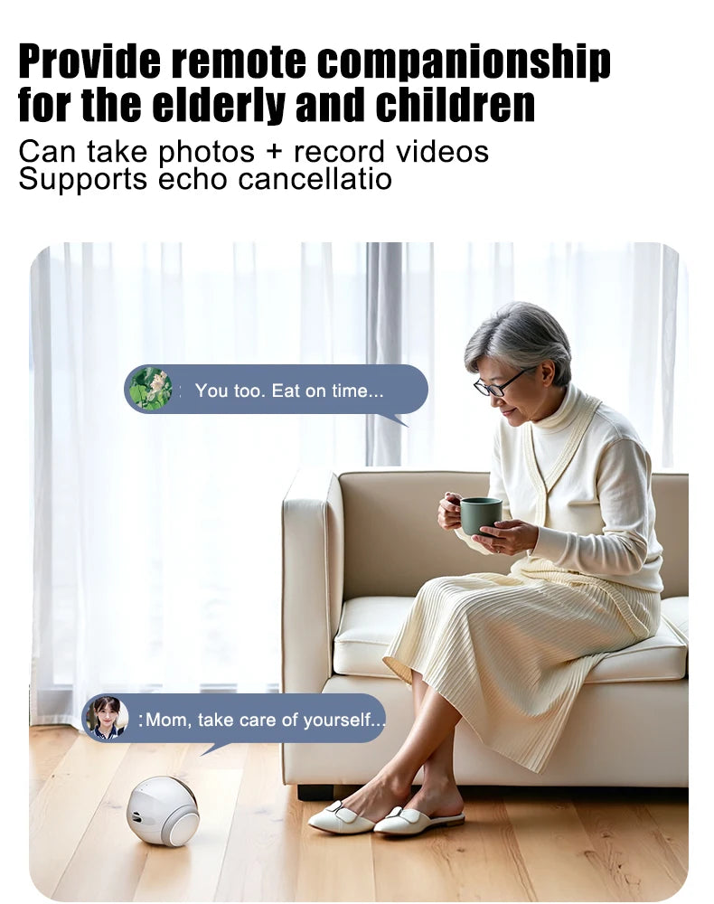Famue Home Security Robot for Elderly & Kids – Auto Charging Smart Camera with IR Night Vision, Two-Way Audio and Full House