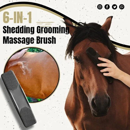 6 In 1 Horse Grooming Brush Equine Dog Bath Massage Shedding Deshedding Hair Removal Brush Multi Function Pet Cleaning Tool