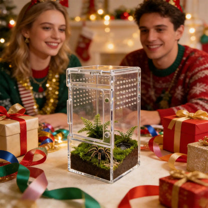 Spider Enclosure Clear Acrylic Reptile Box with Vent Sliding Lid Cage for Jumping Spider Tortoise Snake Gecko Crab Habitat